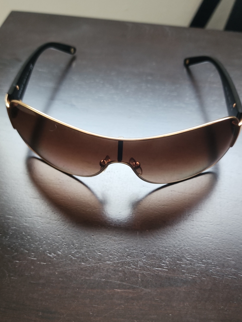 Women's Brown Gradient Shield Sunglasses - Fashion Shield Style